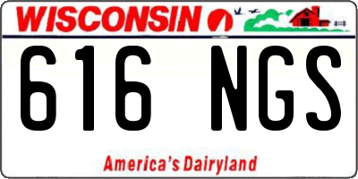 WI license plate 616NGS