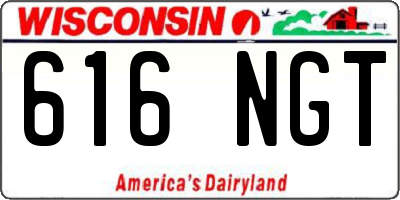 WI license plate 616NGT