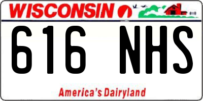 WI license plate 616NHS