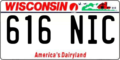 WI license plate 616NIC