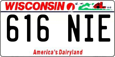 WI license plate 616NIE
