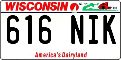 WI license plate 616NIK