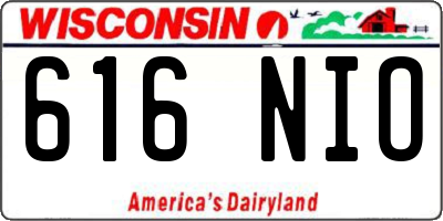 WI license plate 616NIO