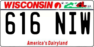 WI license plate 616NIW