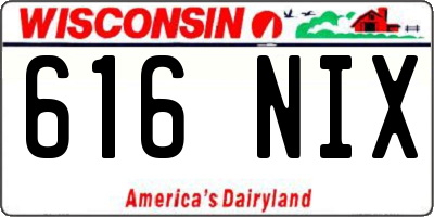 WI license plate 616NIX