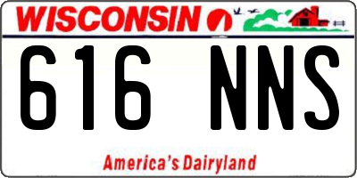 WI license plate 616NNS