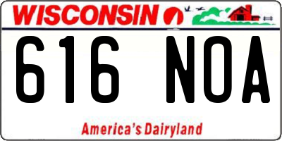 WI license plate 616NOA