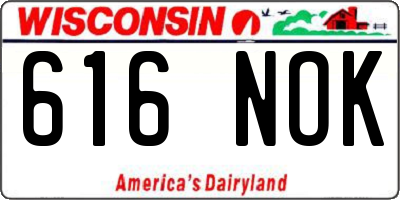 WI license plate 616NOK