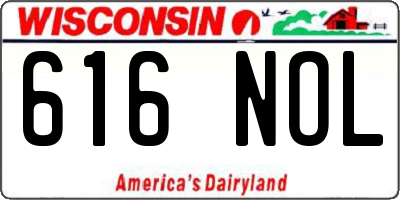 WI license plate 616NOL