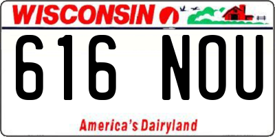 WI license plate 616NOU