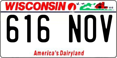 WI license plate 616NOV
