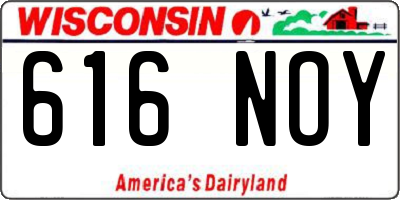 WI license plate 616NOY