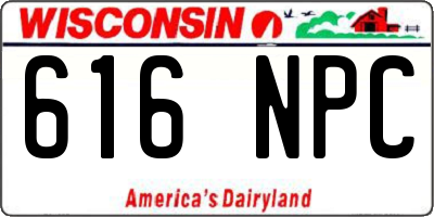 WI license plate 616NPC