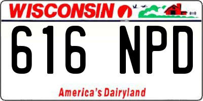 WI license plate 616NPD
