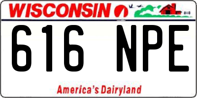 WI license plate 616NPE