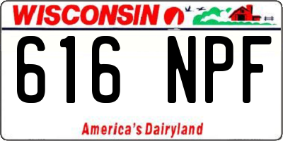 WI license plate 616NPF
