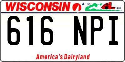 WI license plate 616NPI