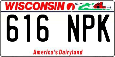 WI license plate 616NPK