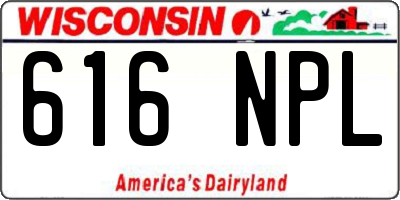 WI license plate 616NPL