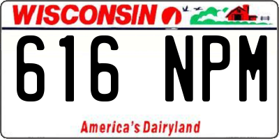 WI license plate 616NPM