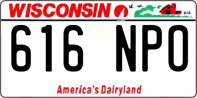 WI license plate 616NPO