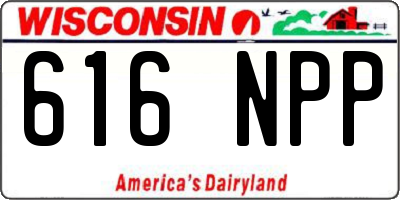 WI license plate 616NPP