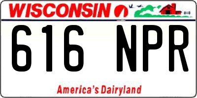 WI license plate 616NPR