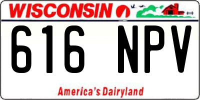 WI license plate 616NPV