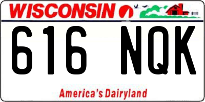 WI license plate 616NQK