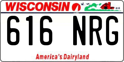 WI license plate 616NRG