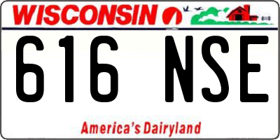 WI license plate 616NSE