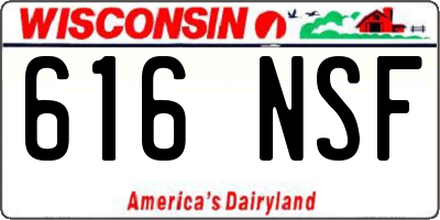 WI license plate 616NSF