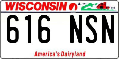 WI license plate 616NSN