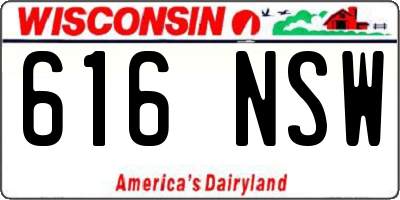 WI license plate 616NSW
