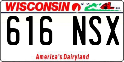 WI license plate 616NSX