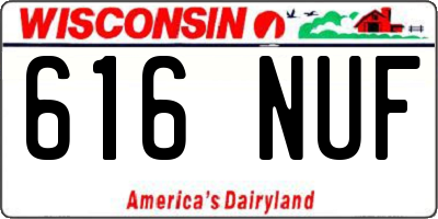 WI license plate 616NUF