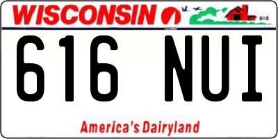 WI license plate 616NUI