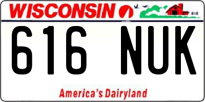 WI license plate 616NUK