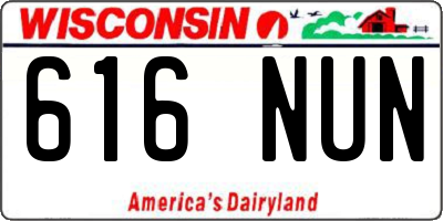 WI license plate 616NUN