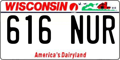WI license plate 616NUR
