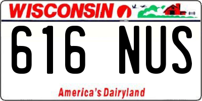 WI license plate 616NUS