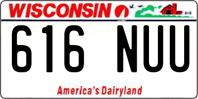 WI license plate 616NUU