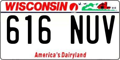 WI license plate 616NUV