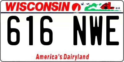 WI license plate 616NWE