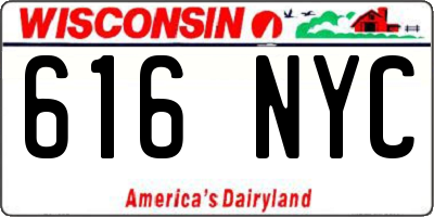 WI license plate 616NYC