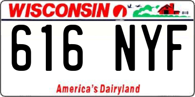 WI license plate 616NYF