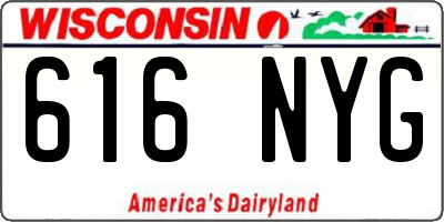 WI license plate 616NYG