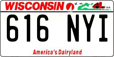 WI license plate 616NYI