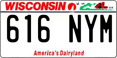 WI license plate 616NYM
