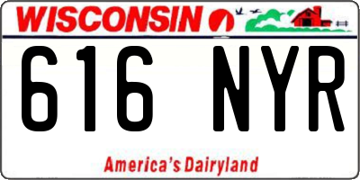 WI license plate 616NYR